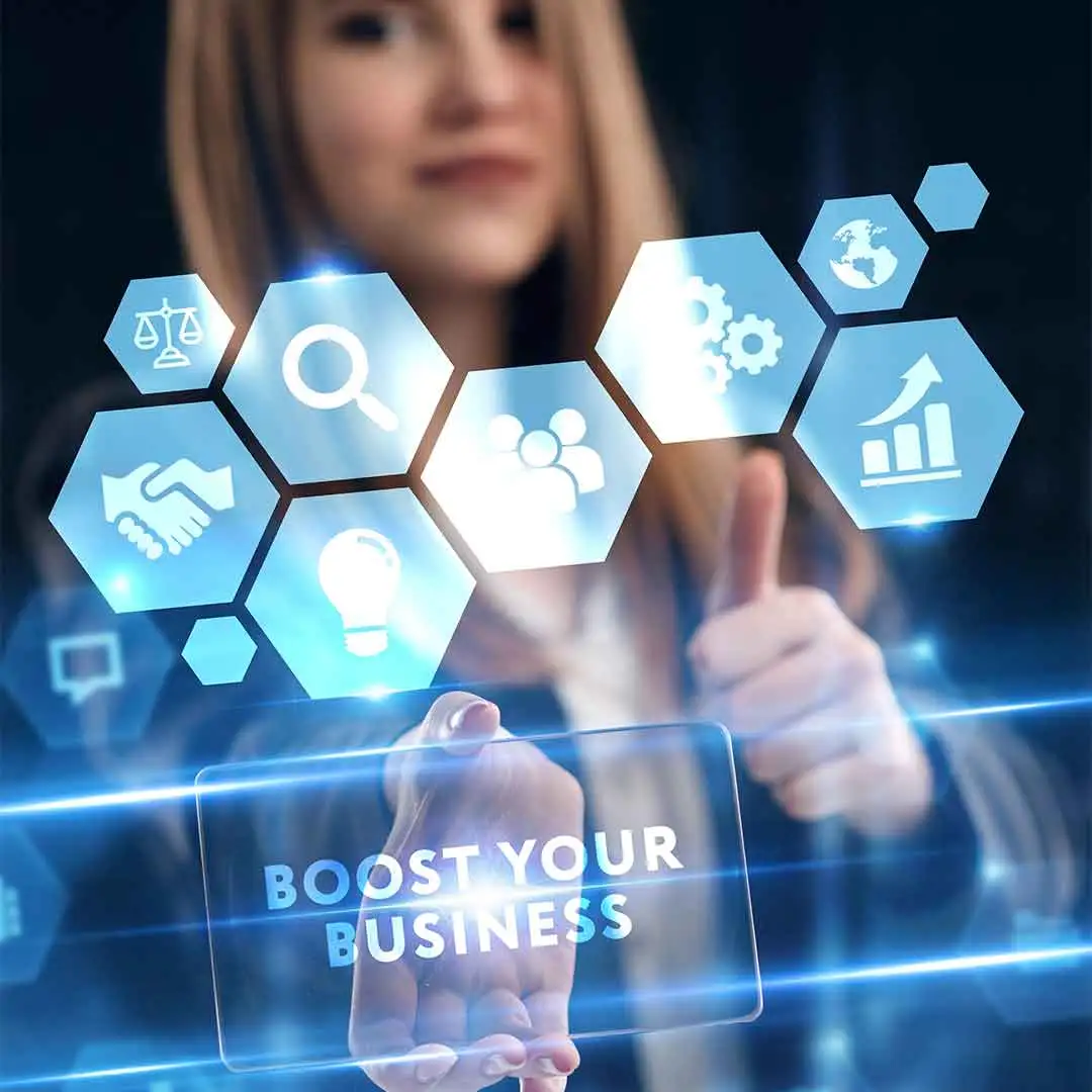 Person promoting business growth and success.
